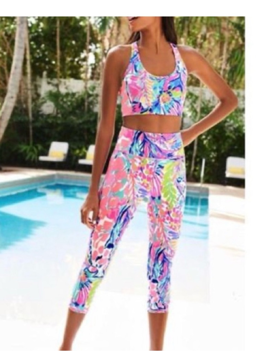 Lilly Pulitzer Luxletic High Rise Crop Leggings Gumbo Limbo Size Small